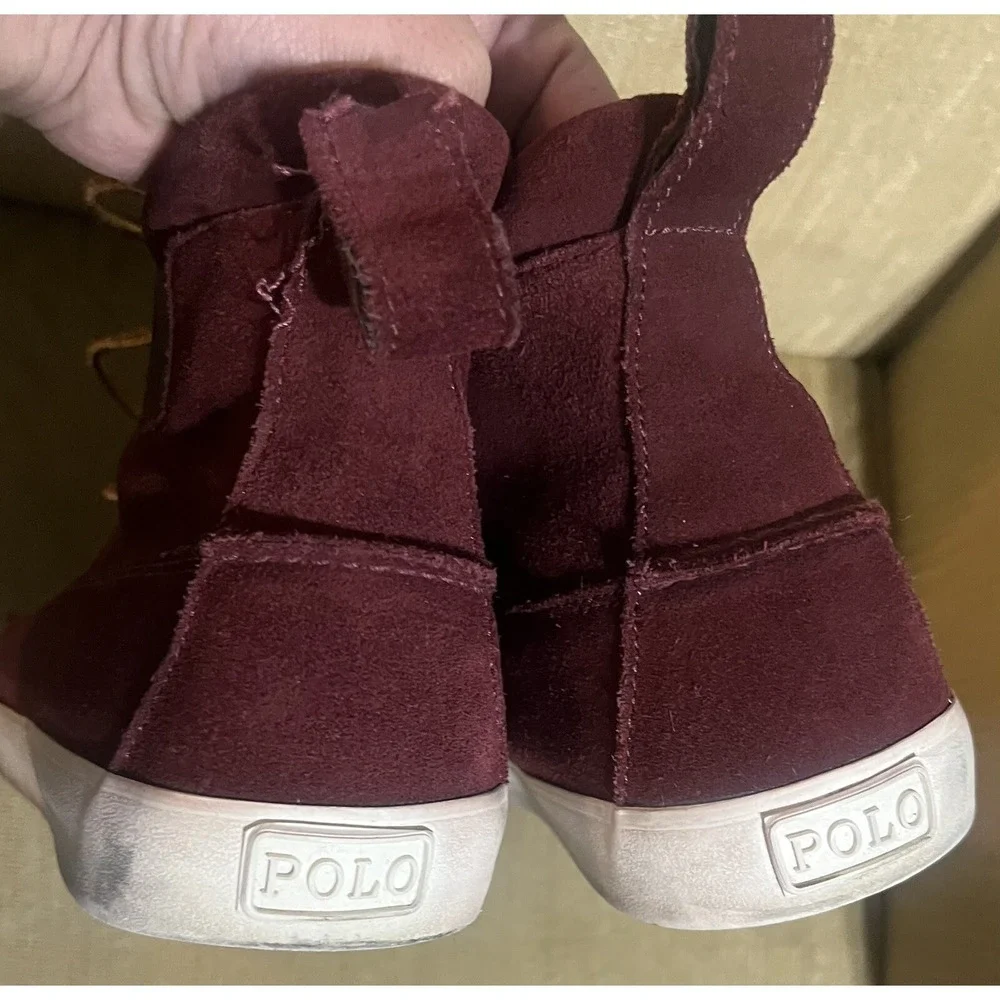 Polo Ralph Lauren Tavis Mens Burgundy Suede Moc Toe Chukka Boots Size 11.5 D